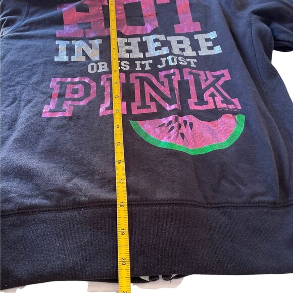 RARE Vintage VS PINK Black Full Zip Hoodie Watermelon Patch Y2K S - Picture 7 of 10